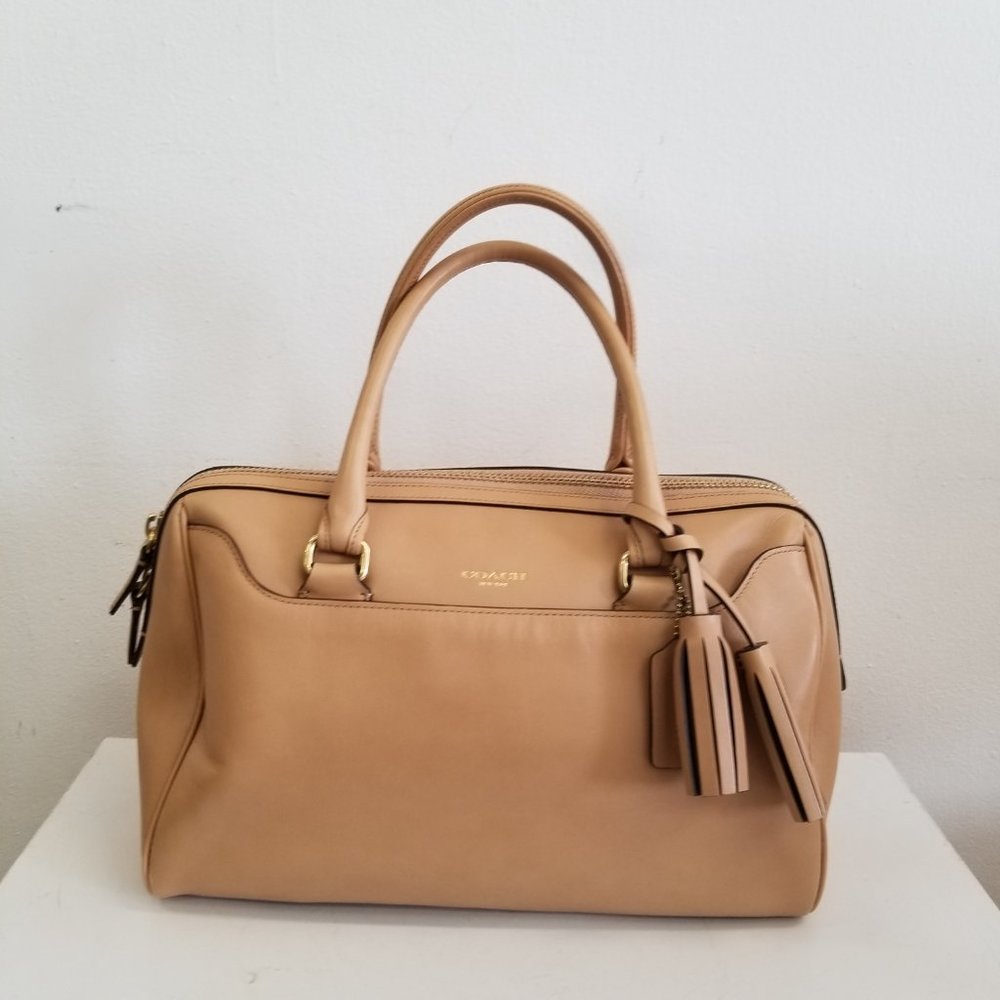 100% AUTHENTIC  COACH LEGACY LEATHER HALEY SATCHEL 23574 B4/Sand Beige Tassels - Picture 2 of 12
